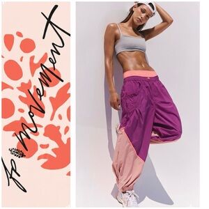 NEW Free People FP Movement Free Flow Pants Joggers Sz Large Mulberry Plum